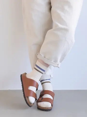 リブ2本ラインショートソックス
