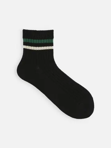 リブ2本ラインショートソックス