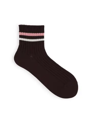 リブ2本ラインショートソックス