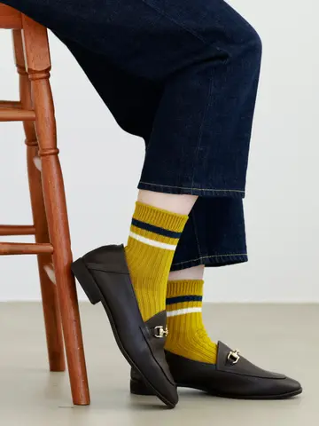 リブ2本ラインショートソックス