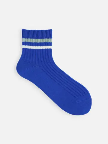 リブ2本ラインショートソックス