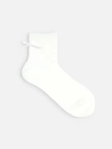 サテンリボンリブショートソックス