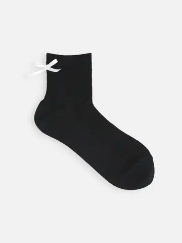 サテンリボンリブショートソックス