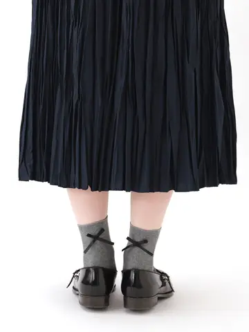 サテンリボンリブショートソックス