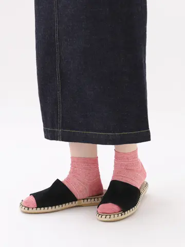 【麻】メッシュボーダーショートソックス