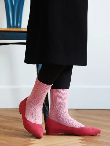 毛混ヘリンボーン柄ソックス