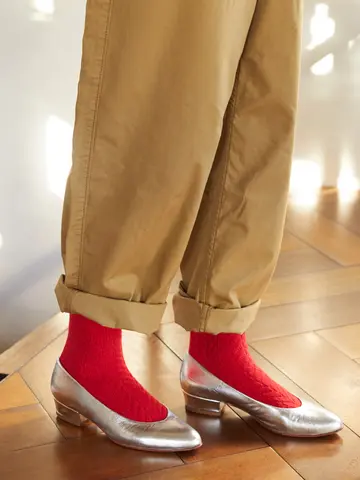 毛混ヘリンボーン柄ソックス