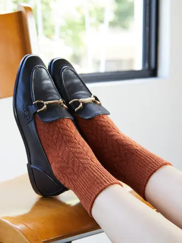 毛混ヘリンボーン柄ソックス