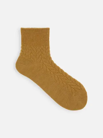 毛混ヘリンボーン柄ソックス