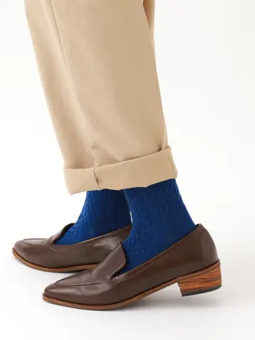 毛混ヘリンボーン柄ソックス