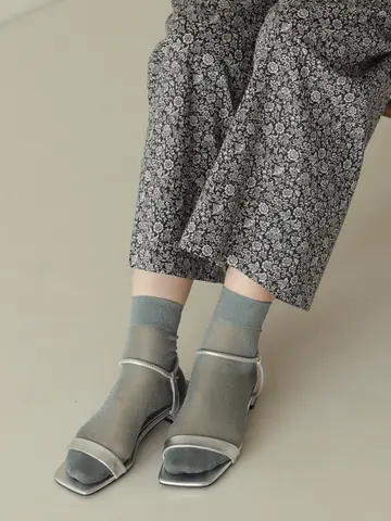 透けラメゴム長ショートソックス