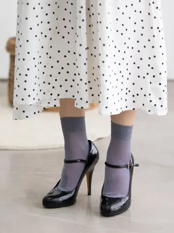 透けラメゴム長ショートソックス