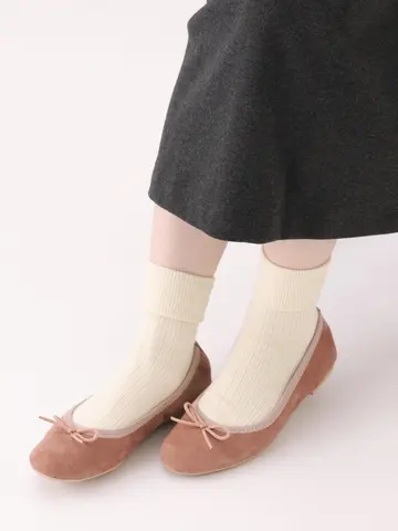 毛混ランダムリブ折り返しショートソックス