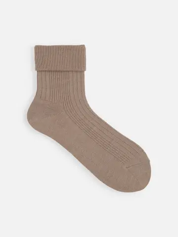 毛混ランダムリブ折り返しショートソックス