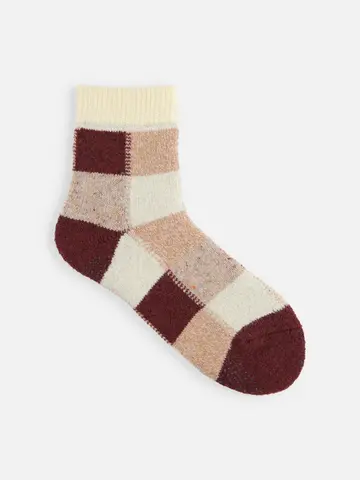 異素材ブロックパイルルームソックス