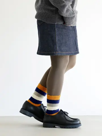 異素材ボーダーショートソックス