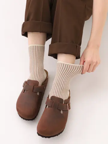 【ゴムくちソフト】ストライプショートソックス