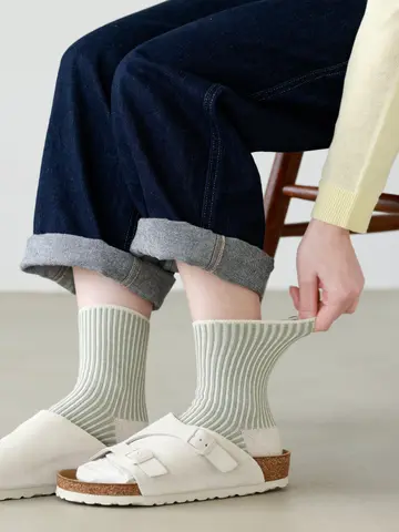 【ゴムくちソフト】ストライプショートソックス