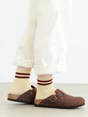 【定番】2本ライン3×1リブショートソックス