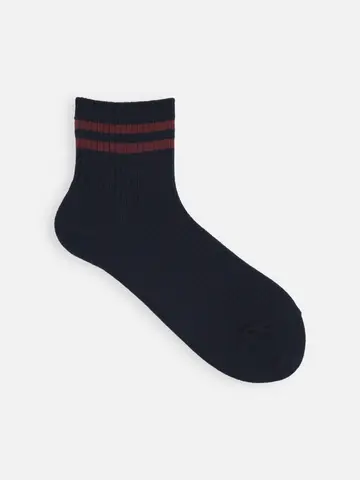 【定番】2本ライン3×1リブショートソックス