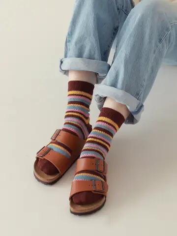 メッシュマルチボーダーショートソックス