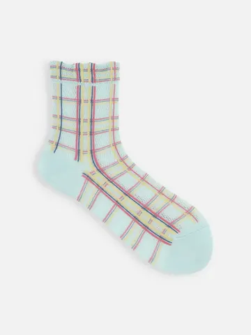 【冷感ドライ】メッシュチェックショートソックス