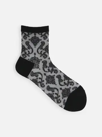 チュールダマスク柄ショートソックス
