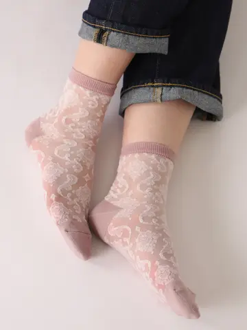 チュールダマスク柄ショートソックス