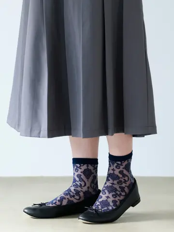 チュールダマスク柄ショートソックス