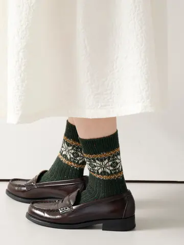 ネップ雪柄ショートソックス