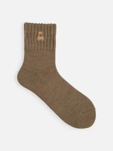 アメリブくま刺繍ショートソックス