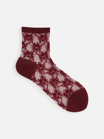 チュールフローラルレースショートソックス