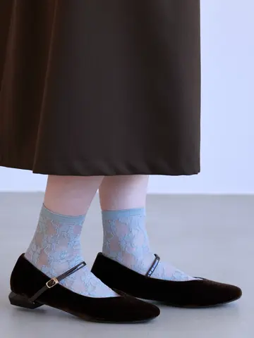 チュールフローラルレースショートソックス