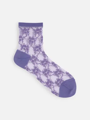 チュールフローラルレースショートソックス