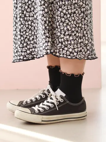 配色メロウリブショートソックス