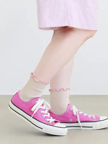 配色メロウリブショートソックス