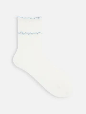 ダブル配色メロウリブショートソックス