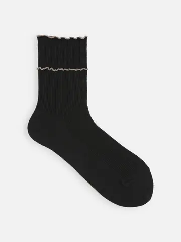 ダブル配色メロウリブショートソックス