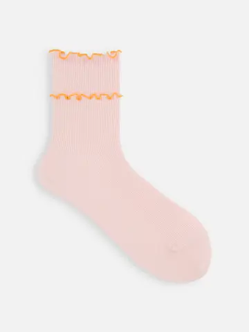 ダブル配色メロウリブショートソックス