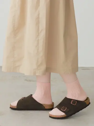 綿麻縦タックショートソックス