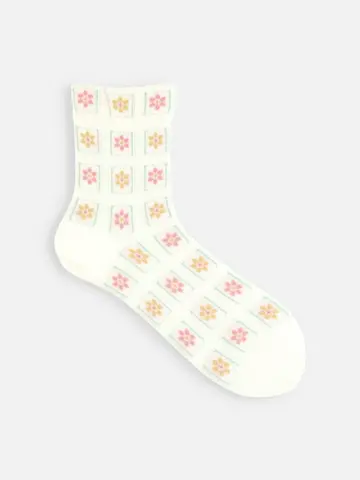 【冷感ドライ】 ブロックメッシュショートソックス