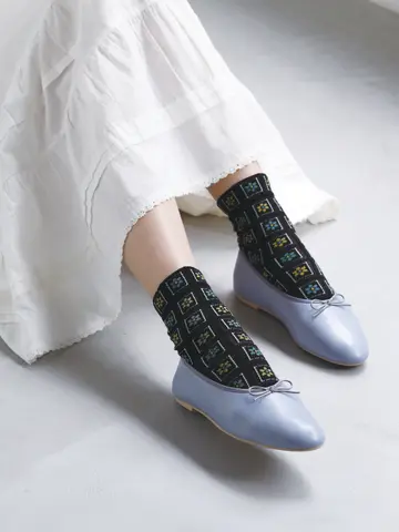 【冷感ドライ】 ブロックメッシュショートソックス