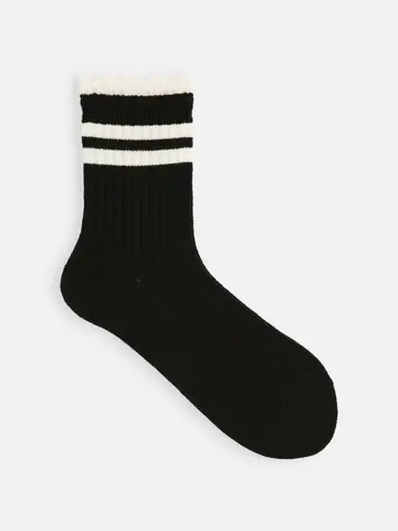 レース付き2本ラインショートソックス