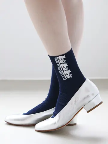 【近沢レース店コラボ】オリジナルレース付き1×1リブショートソックス