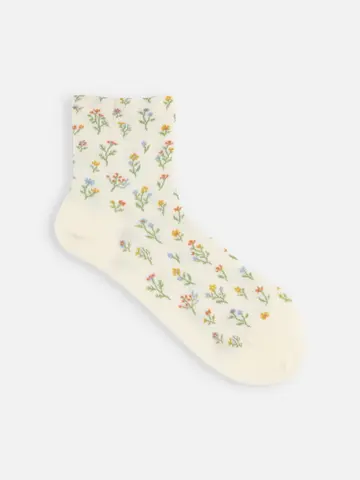 プチフローラルショートソックス