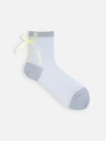 シアーリボン付きチュールショートソックス