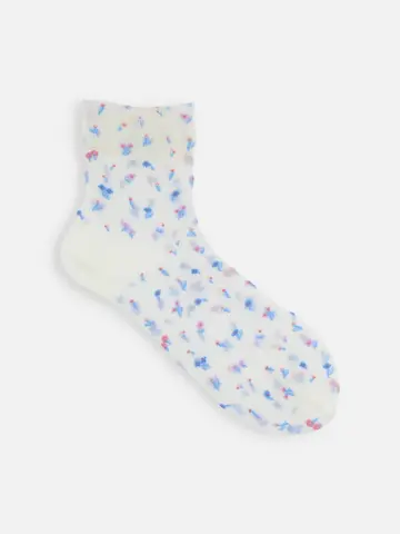 シアーフラワーショートソックス