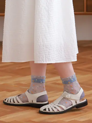 シアーフラワーショートソックス