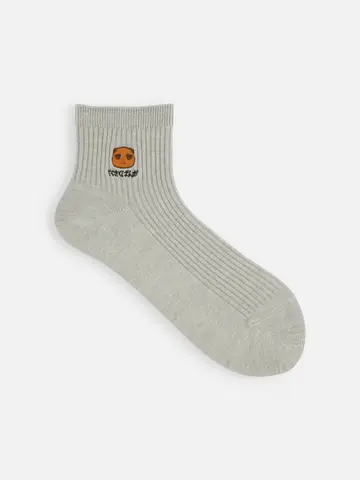 岡山限定さくさくぱんだ刺繍2×2リブショートソックス