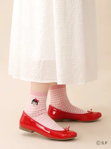 ちびまる子ちゃん ギンガム刺繍ショートソックス